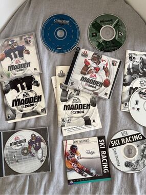 Lot of 8 Vintage PC CD-ROM Video Games Madden NFL, Ski Racing, Civilization